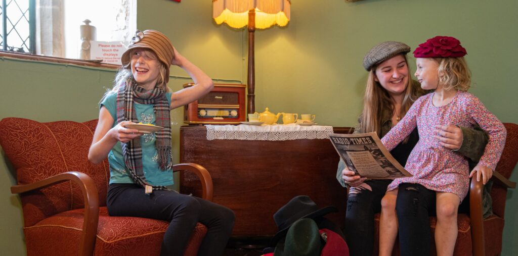 Learning at Michelham Priory in the World War Two dressing up area in the historic house near Hailsham