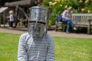 Visitors dress as knights at Lewes Castle, a Norman fortress in East Sussex