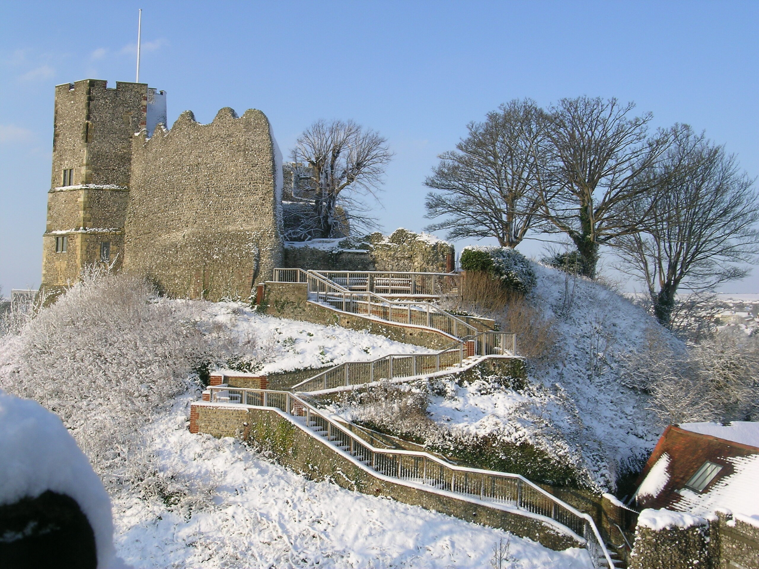 Lewes Castle in the snow