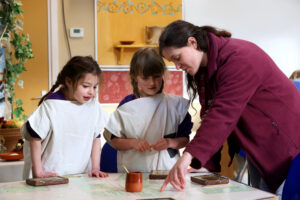A workshop during a school visit to Fishbourne Roman Palace